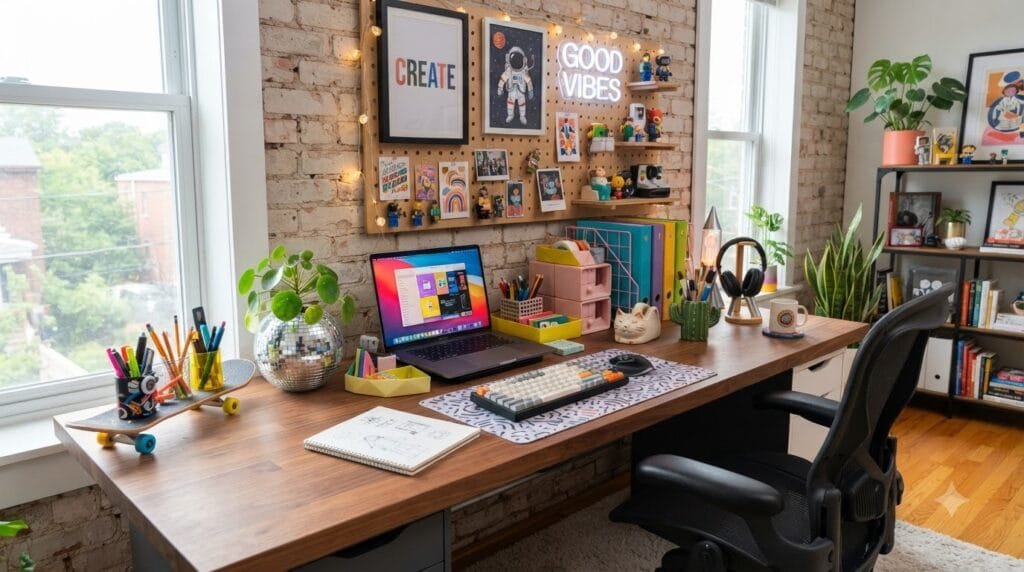 Creative desk accessories displayed in a modern workspace designed for productivity.