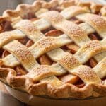 Classic homemade apple pie with a golden flaky crust and spiced apple filling.