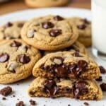 Soft and chewy homemade chocolate chip cookies with golden edges