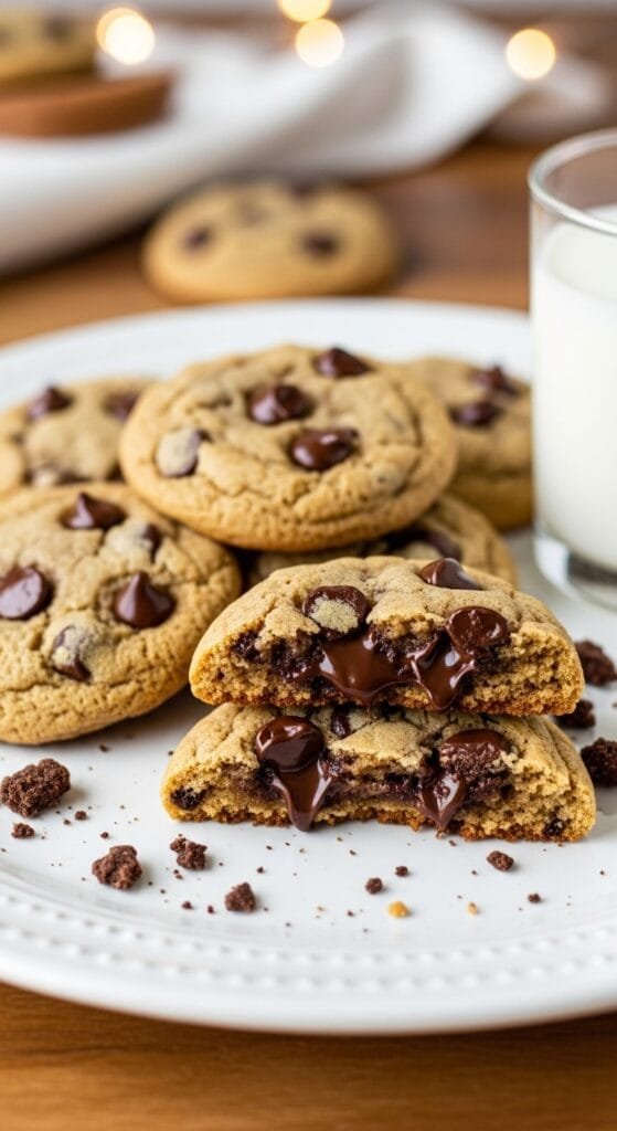 Soft and chewy homemade chocolate chip cookies with golden edges