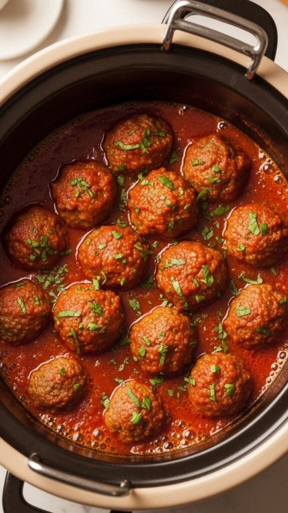 Italian meatballs in marinara sauce ready for meal prep containers