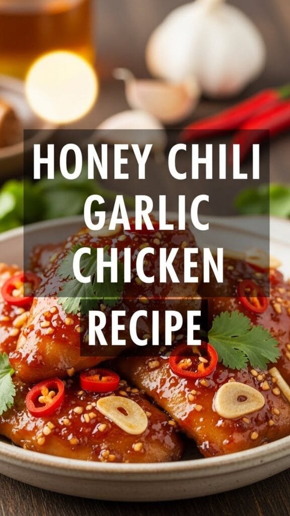 Oven baked honey chili garlic chicken served with rice