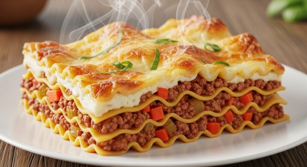 authentic lasagna bolognese with béchamel and ragu