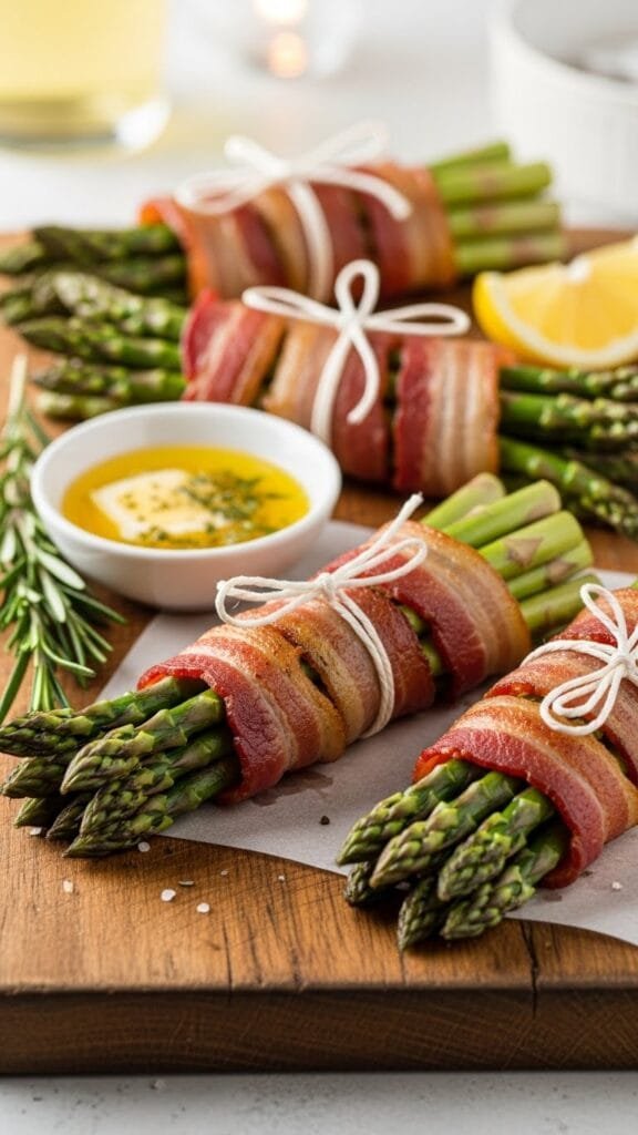 Easy bacon wrapped asparagus baked until crispy and golden on a sheet pan