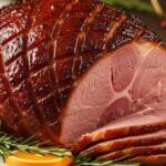 honey glazed baked ham with caramelized brown sugar crust