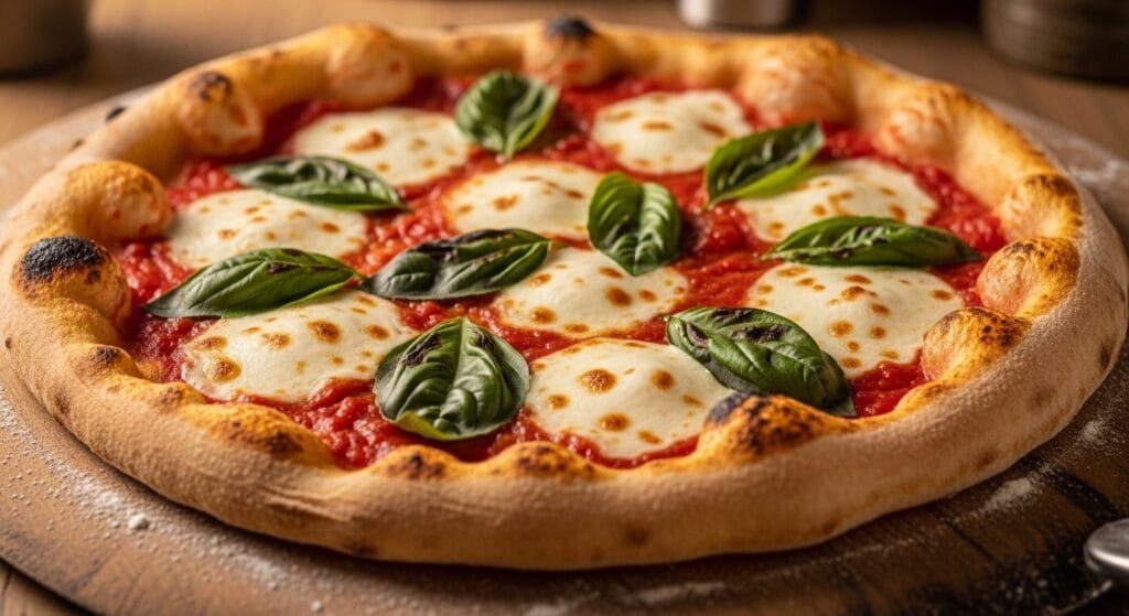 homemade margherita pizza with mozzarella basil and tomato sauce