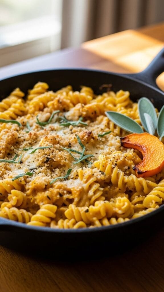 butternut squash mac and cheese baked with creamy cheese sauce