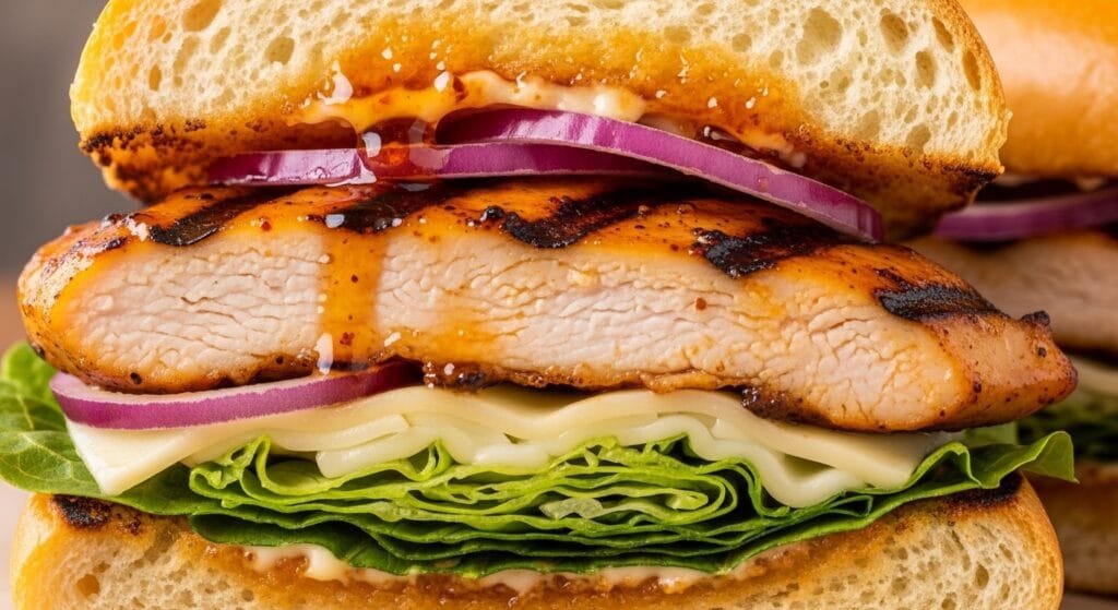 hot honey grilled chicken sandwich close up