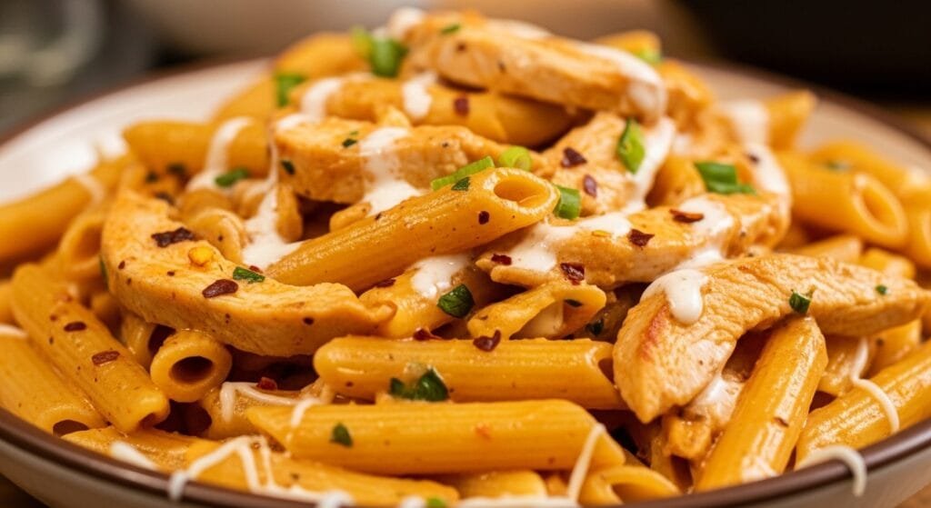 Homemade Spicy Chicken Lazone Pasta with creamy Cajun sauce and tender sliced chicken
