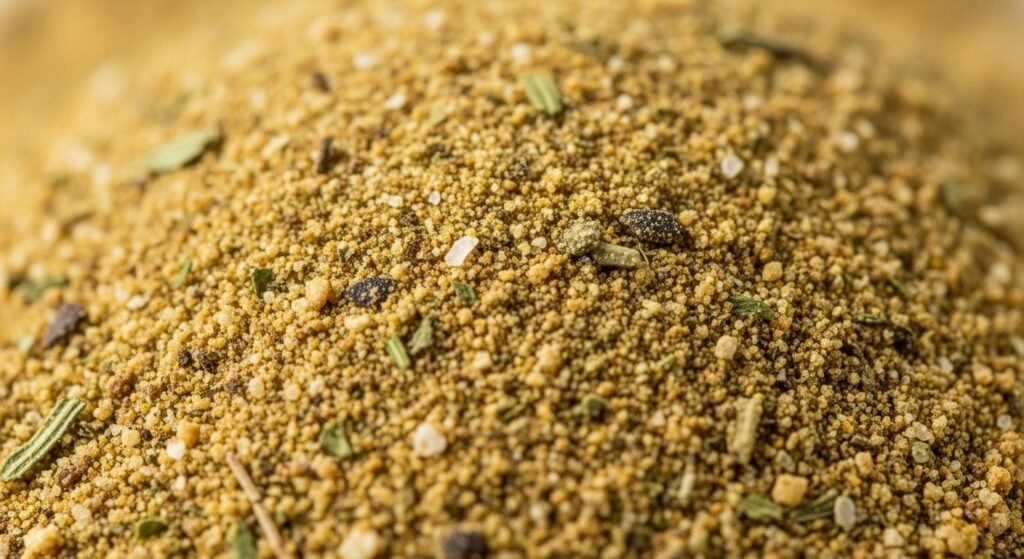Close up of finely blended bouillon seasoning powder texture