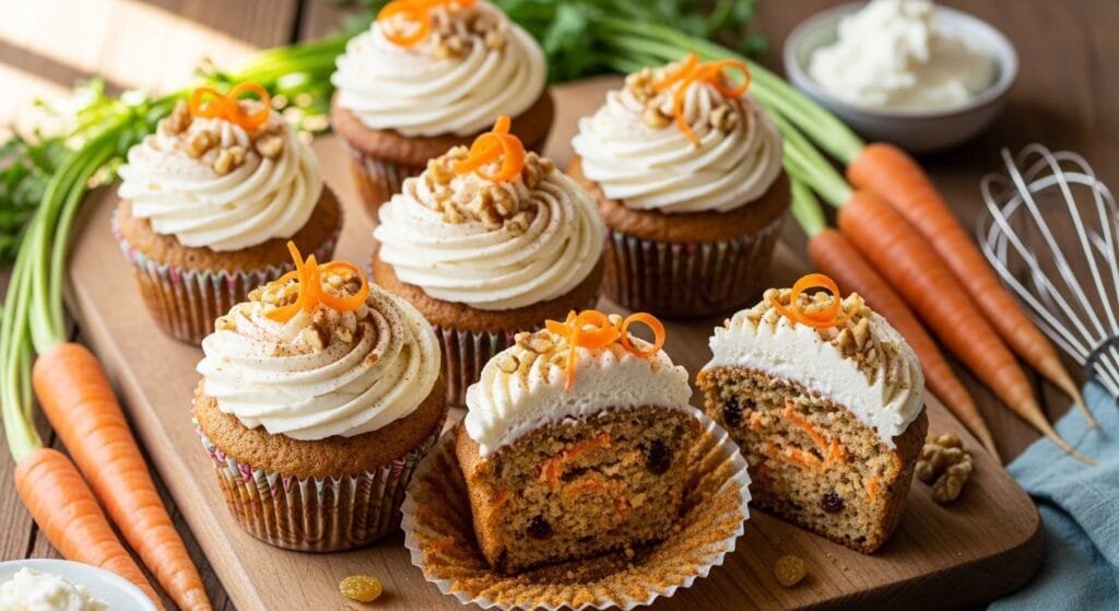 best homemade carrot cake cupcakes recipe with cream cheese frosting