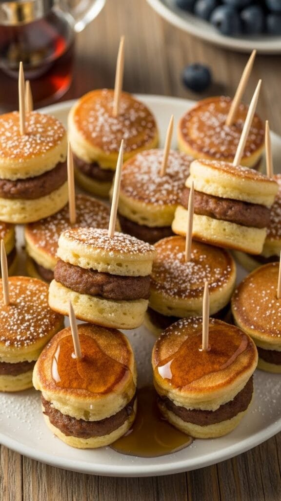 Homemade sausage pancake bites with fluffy pancake batter and savory sausage, baked until golden