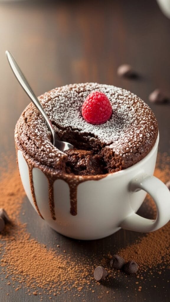 microwave mug brownie topped with ice cream