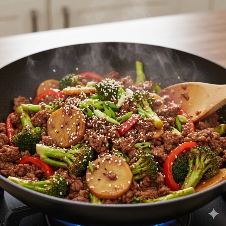 Savory homemade beef and broccoli dinner with thick glossy sauce