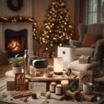Best Christmas gift ideas 2025 featuring a smart home gadget, personalized mug, and weighted blanket with festive decor