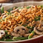 Ultimate Homemade Green Bean Casserole from Scratch homemade green bean casserole with fresh green beans creamy mushroom sauce and crispy onion topping