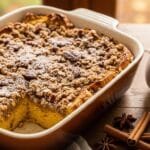 Pumpkin French Toast Casserole – A Cozy Fall Breakfast Favorite Pumpkin French toast casserole baked with cinnamon crumble topping in baking dish