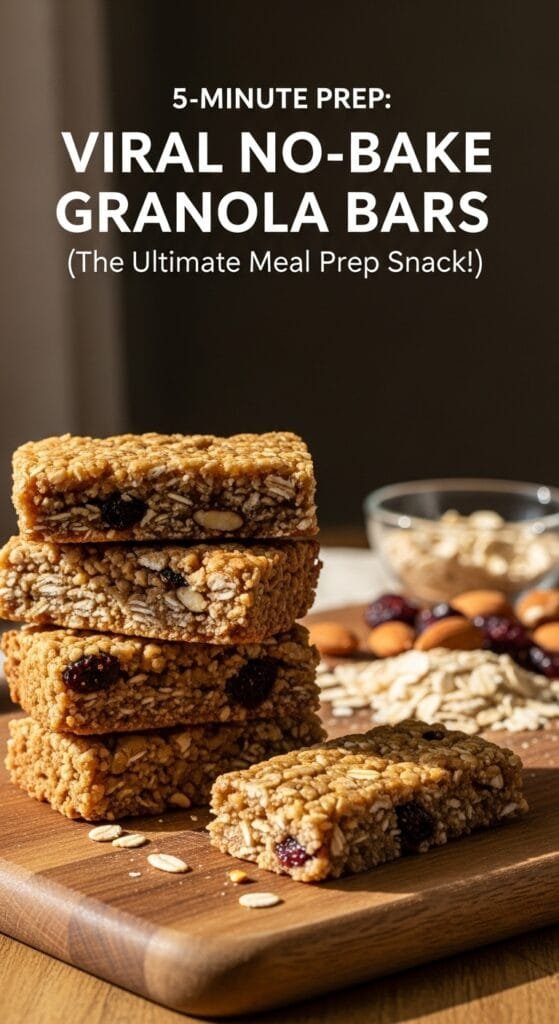 Healthy homemade granola bars stacked on a plate with chocolate chips and seeds