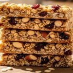 Easy No-Bake Granola Bars (Healthy, Quick & Homemade Snack) Stacked homemade granola bars showing chewy oat texture