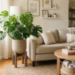 Monstera Plant Ideas: Beautiful Varieties, Decor & Easy Care Tips Large Monstera deliciosa adding tropical style to a cozy living room