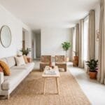 12 Narrow Living Room Ideas to Make a Long Space Feel Bigger Long living room with a sofa along the wall, clear walking path, light furniture, natural light, and an organized layout.