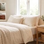 10 Stylish Bedside Table Ideas for Every Bedroom Stylish bedroom with a wooden bedside table, warm lamp, books, and greenery, with examples of space-saving and decorative nightstand ideas.