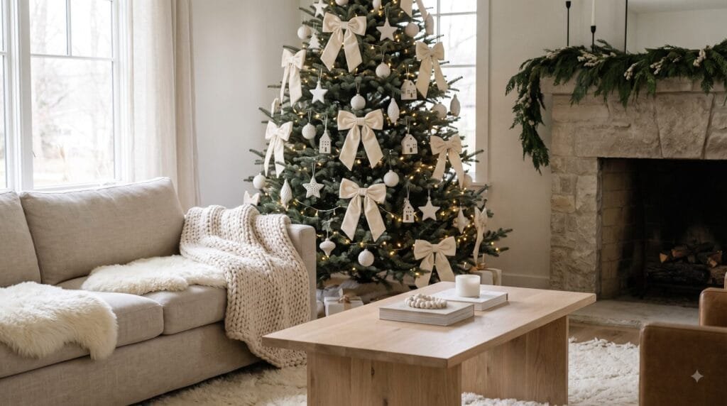calm, elegant Christmas home without filling every room with bright colors