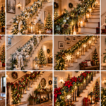 12 Christmas Staircase Ideas for a Magical Holiday Home Christmas staircase ideas featuring lush evergreen banister garlands, red and gold bows, sparkling fairy lights, hanging ornaments, glowing lanterns, wreaths, and festive holiday decorations in cozy homes.